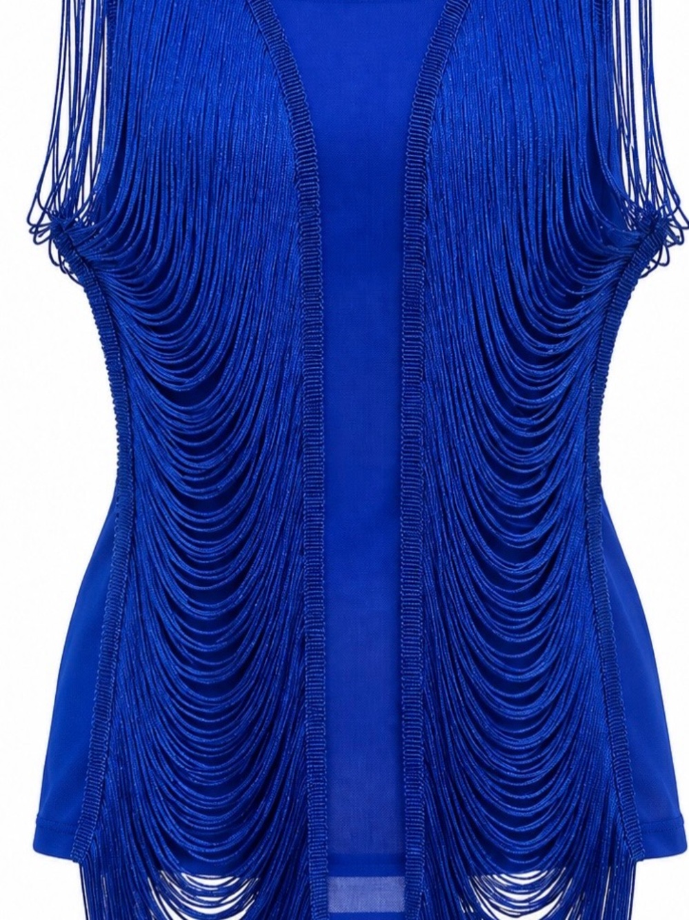 AKIRA Royal Blue Fringe Sleeveless Tank Top